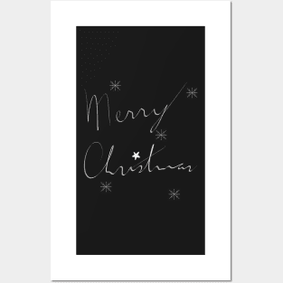Merry Christmas with Snowflakes Posters and Art